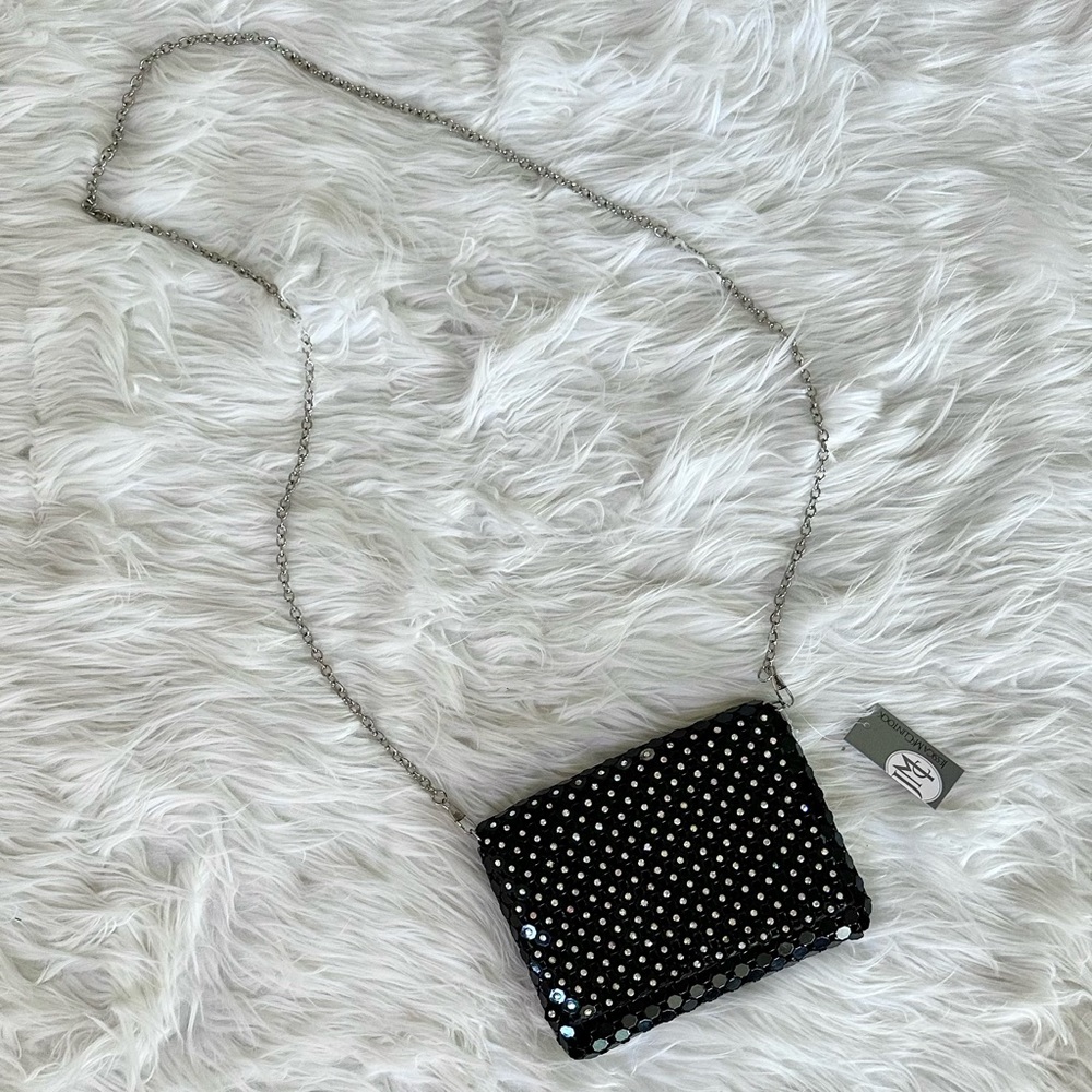 JESSICA MCCLINTOCK NWT RARE Gemma Crystal Embellished Metal Mesh Clutch Bag